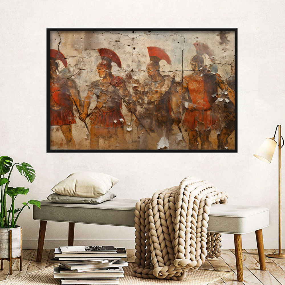 Ancient Roman Warriors Wall Fresco Canvas Wall Art