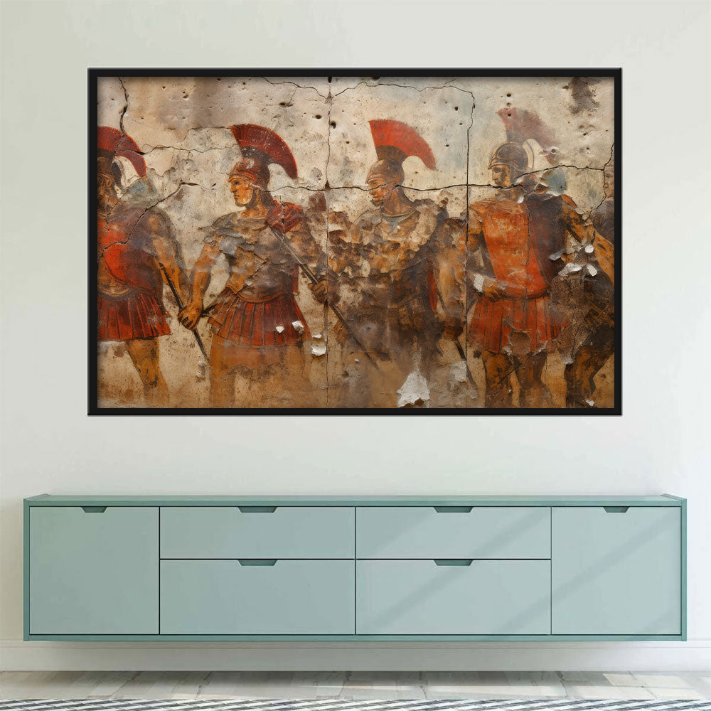 Ancient Roman Warriors Wall Fresco Canvas Wall Art