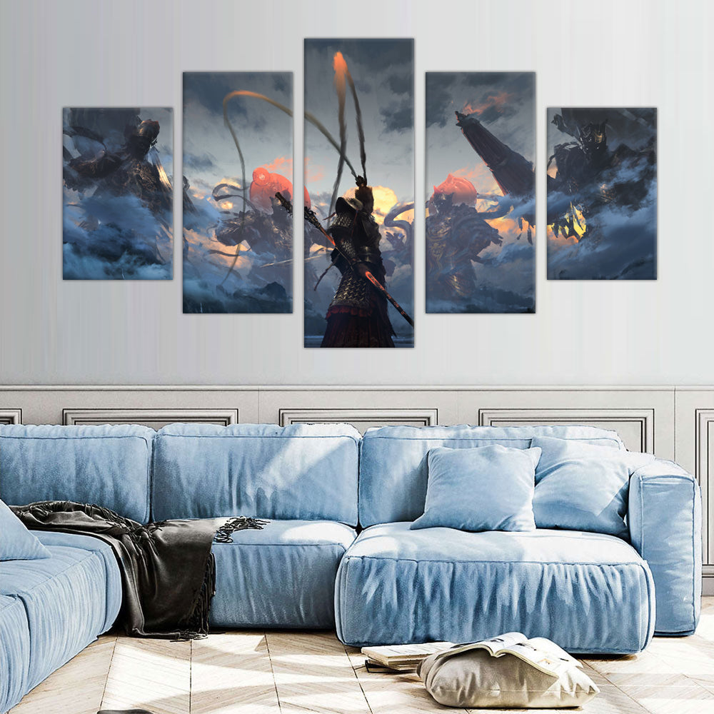 Black Myth: Wukong - 5-Piece Epic Battle Canvas Wall Art