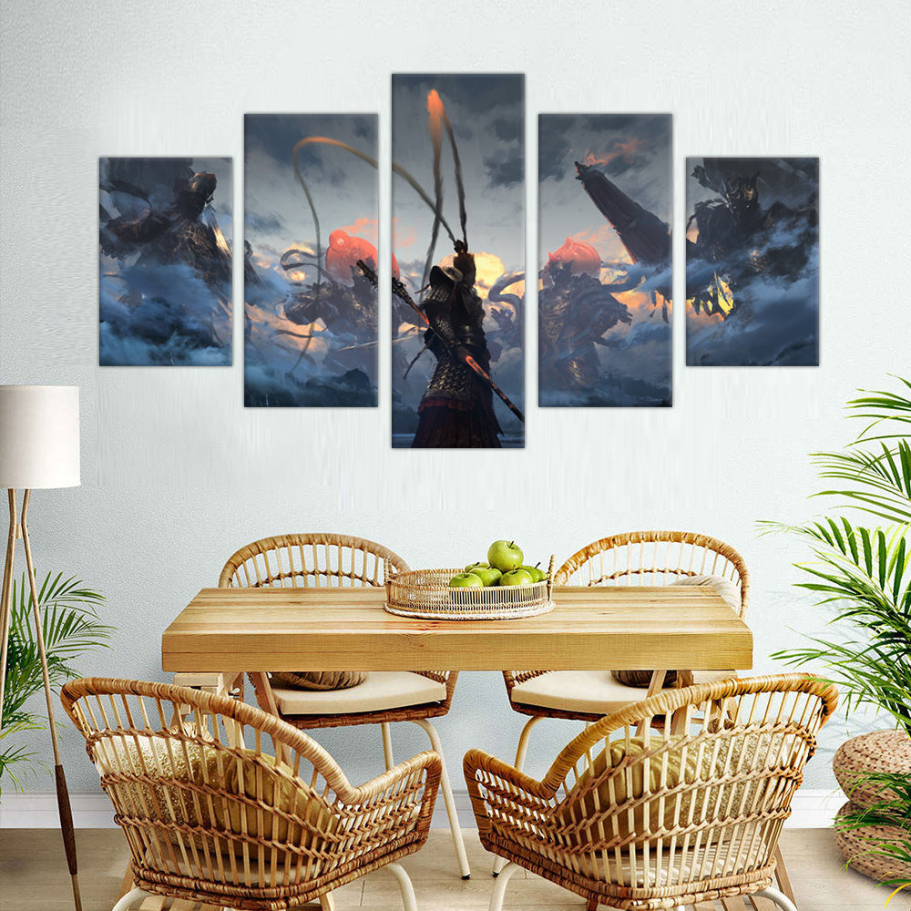 Black Myth: Wukong - 5-Piece Epic Battle Canvas Wall Art