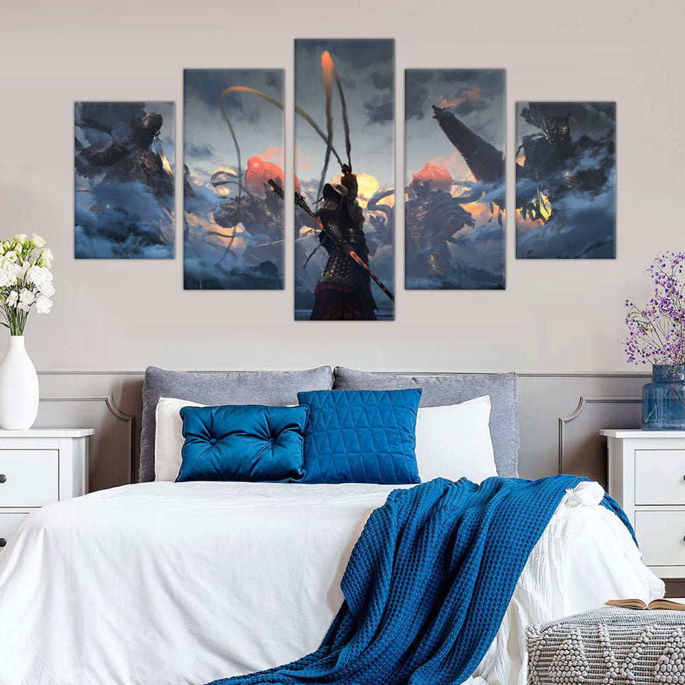 Black Myth: Wukong - 5-Piece Epic Battle Canvas Wall Art