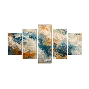 Oceanic Breeze - 5-Piece Abstract Fluid Canvas Art