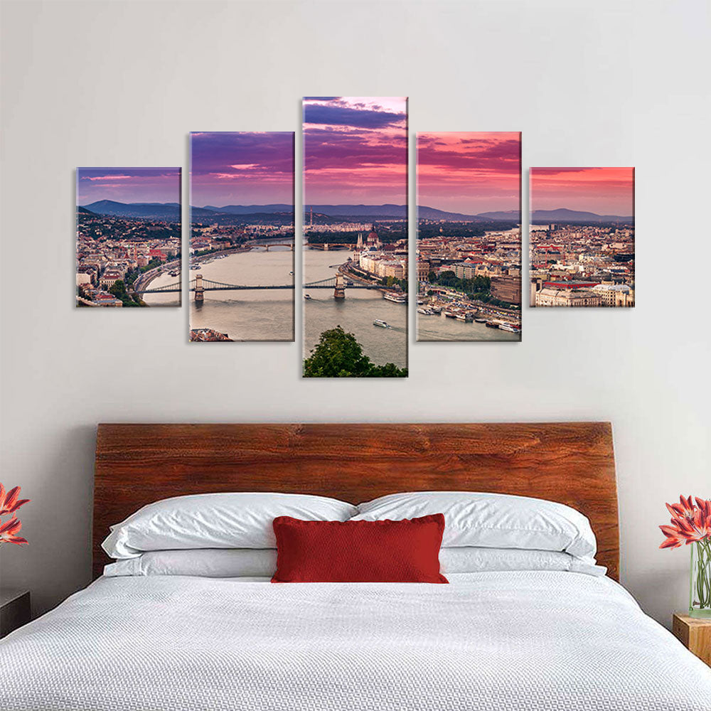 Panoramic View of Budapest and the Danube River Canvas Wall Art