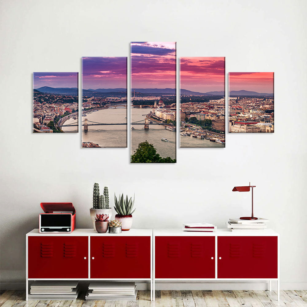 Panoramic View of Budapest and the Danube River Canvas Wall Art