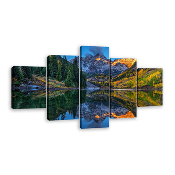 Maroon Bells Mountain Reflection on Lake Canvas Wall Art