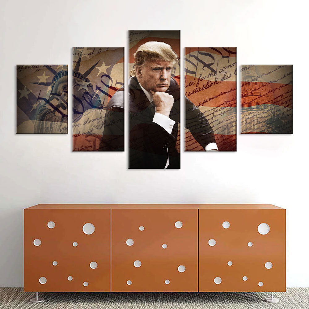 Patriotic Donald Trump 5-Piece Canvas Wall Art 