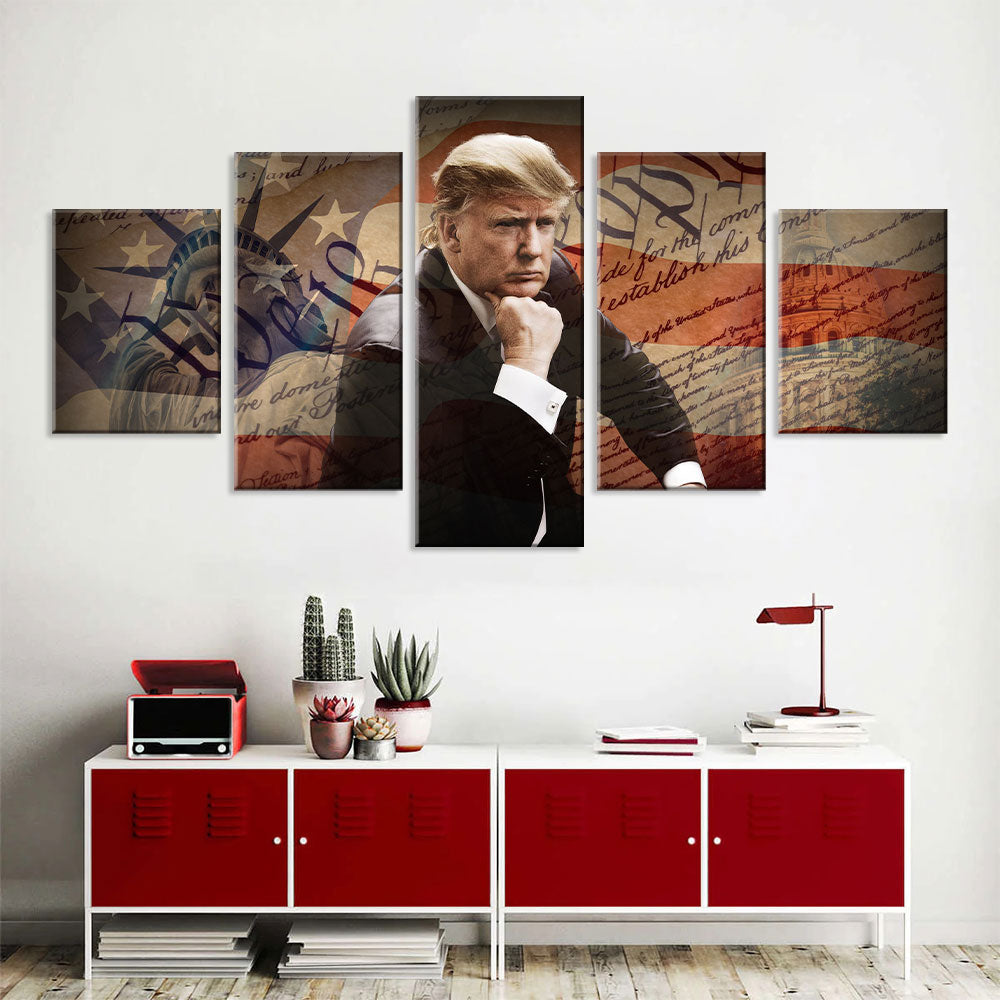 Patriotic Donald Trump 5-Piece Canvas Wall Art 