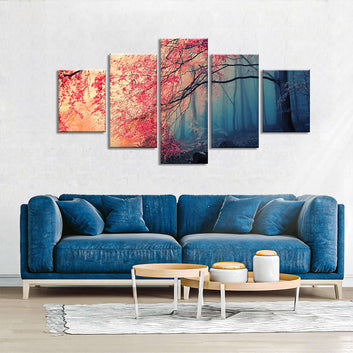 Cherry Blossom Tree in Forest canvas wall art