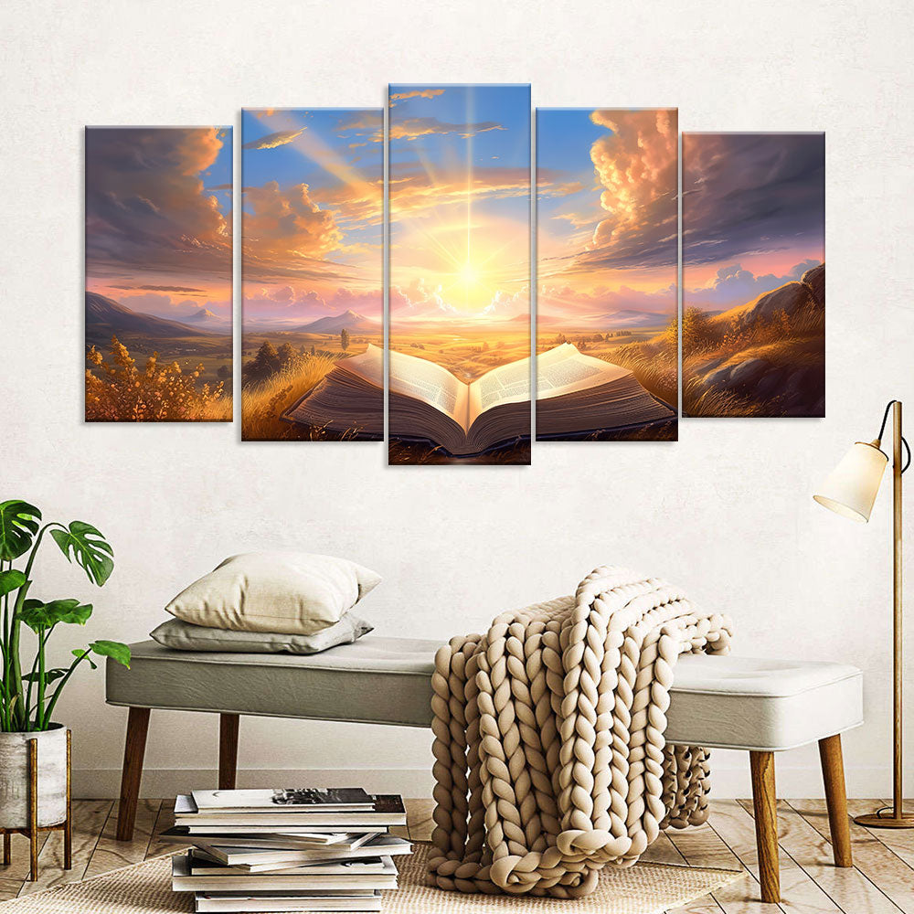 Sunset Holy Bible Canvas Wall Art