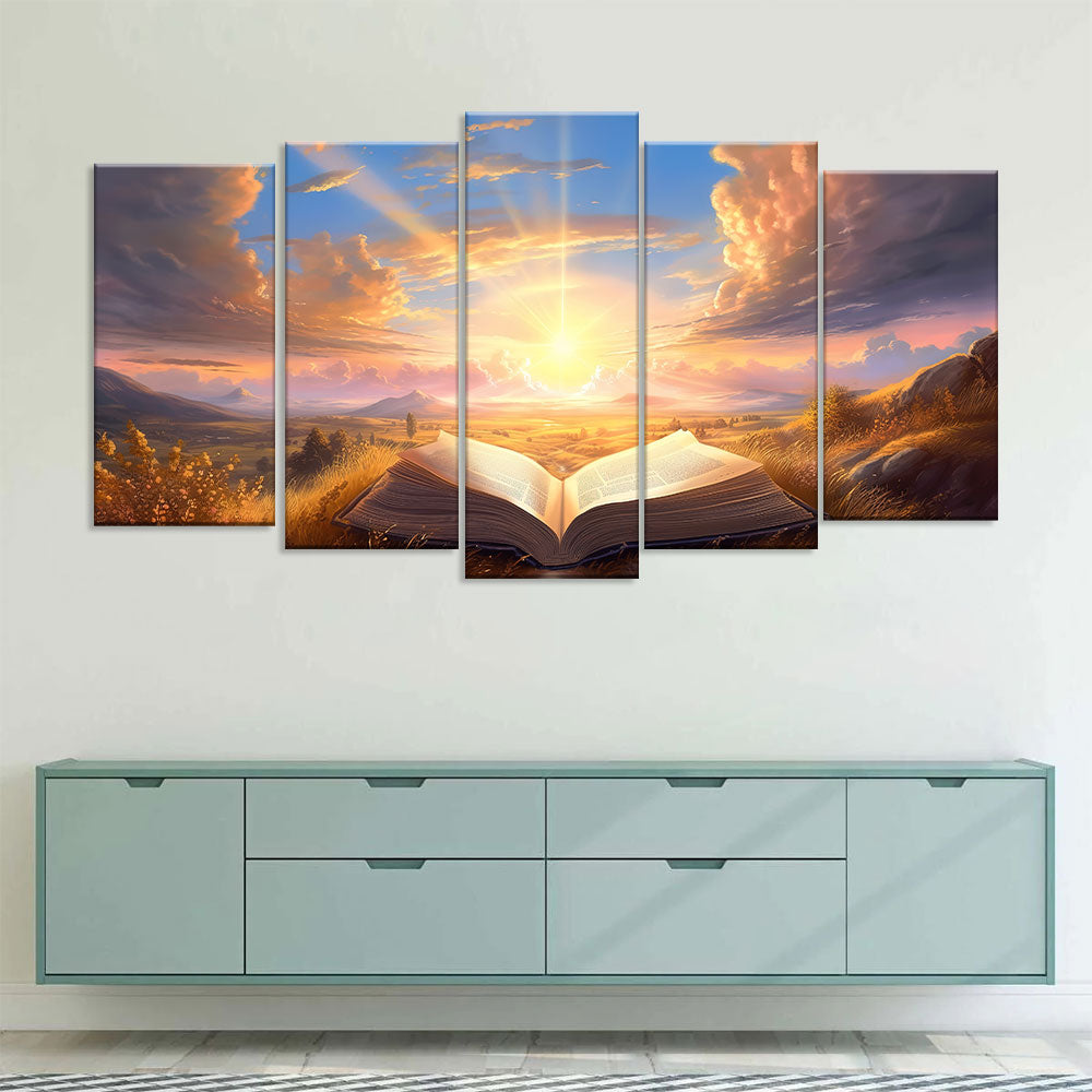 Sunset Holy Bible Canvas Wall Art