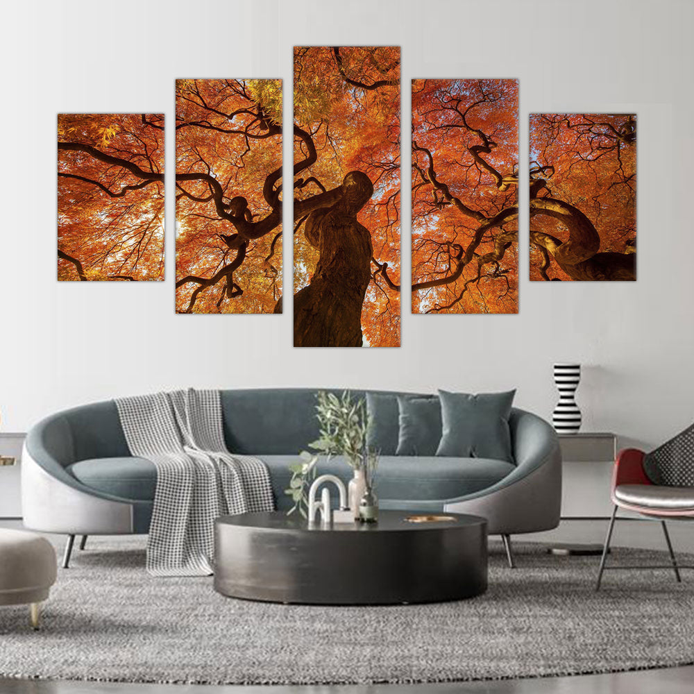 Majestic Autumn Tree Canvas Wall Art - 5-Piece Set