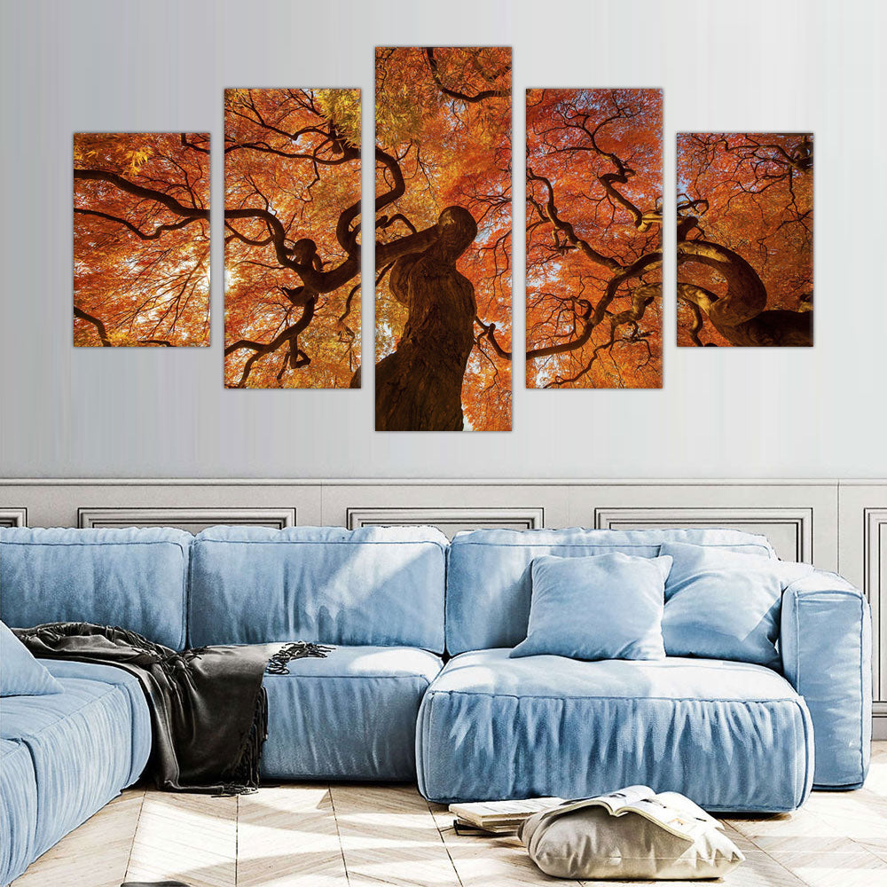 Majestic Autumn Tree Canvas Wall Art - 5-Piece Set