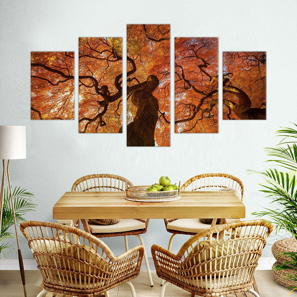 Majestic Autumn Tree Canvas Wall Art - 5-Piece Set