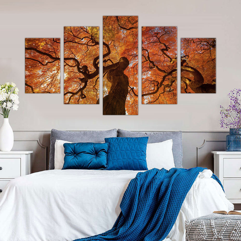 Majestic Autumn Tree Canvas Wall Art - 5-Piece Set