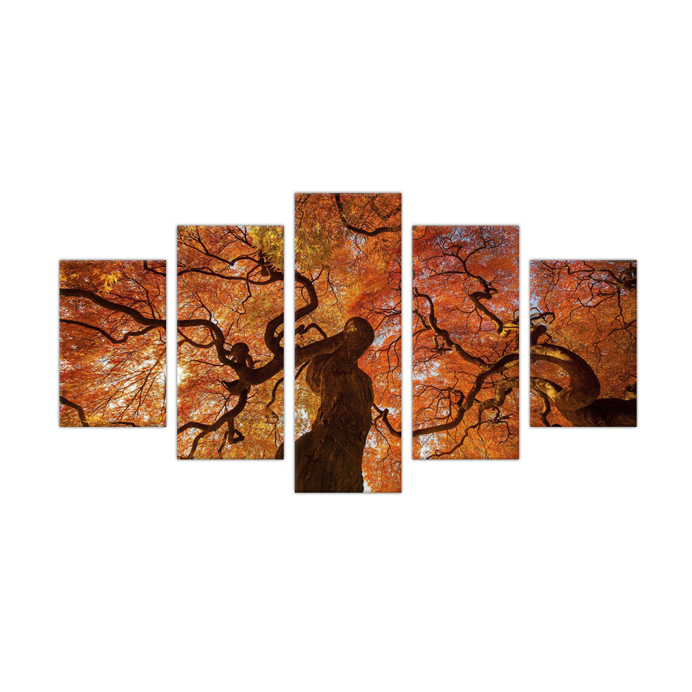 Majestic Autumn Tree Canvas Wall Art - 5-Piece Set