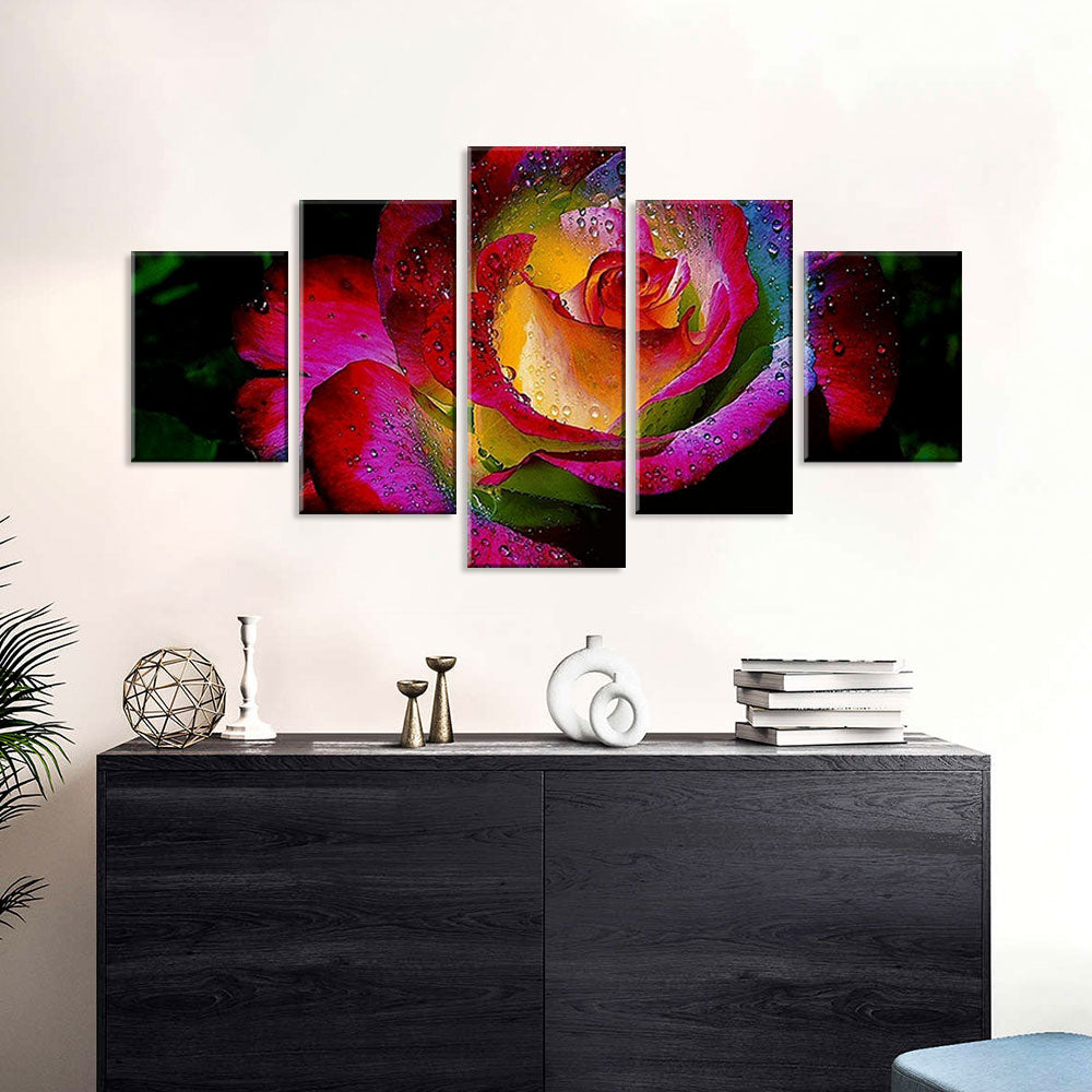 Dark Rainbow Rose Canvas Wall Art