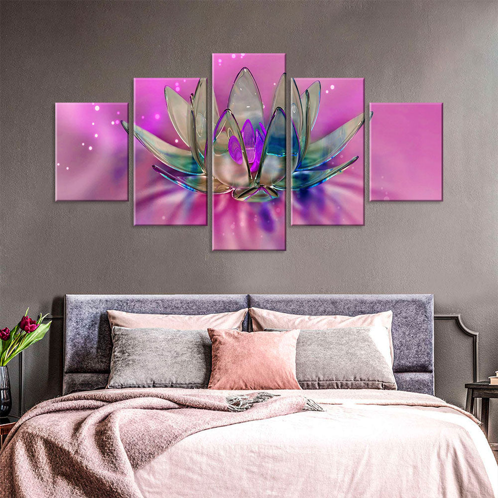 Abstract Crystal Lotus Flower Canvas Wall Art