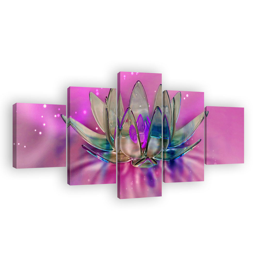 Abstract Crystal Lotus Flower Canvas Wall Art