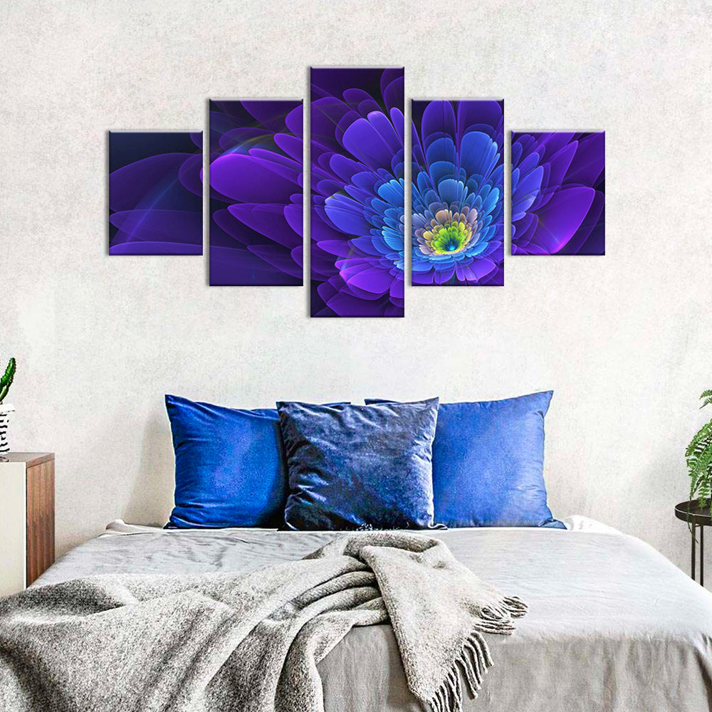 Abstract Fractal Purple Flower Canvas Wall Art