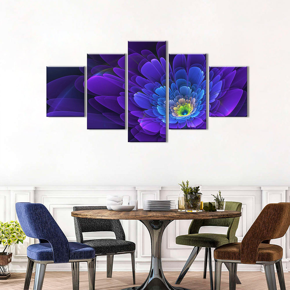 Abstract Fractal Purple Flower Canvas Wall Art