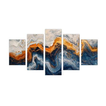 Abstract Ocean Currents Canvas Wall Art - 5-Piece Set