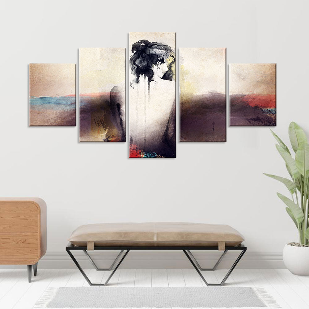 Abstract Watercolor Woman Portrait Canvas Wall Art
