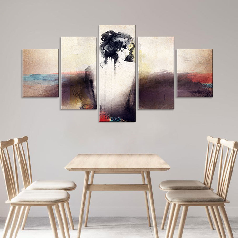 Abstract Watercolor Woman Portrait Canvas Wall Art