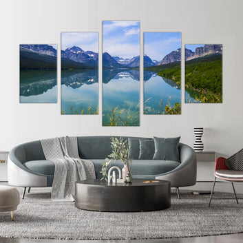 Mountain Lake Serenity Canvas Wall Art - 5-Piece Set