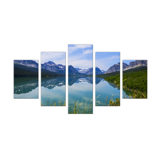 Mountain Lake Serenity Canvas Wall Art - 5-Piece Set