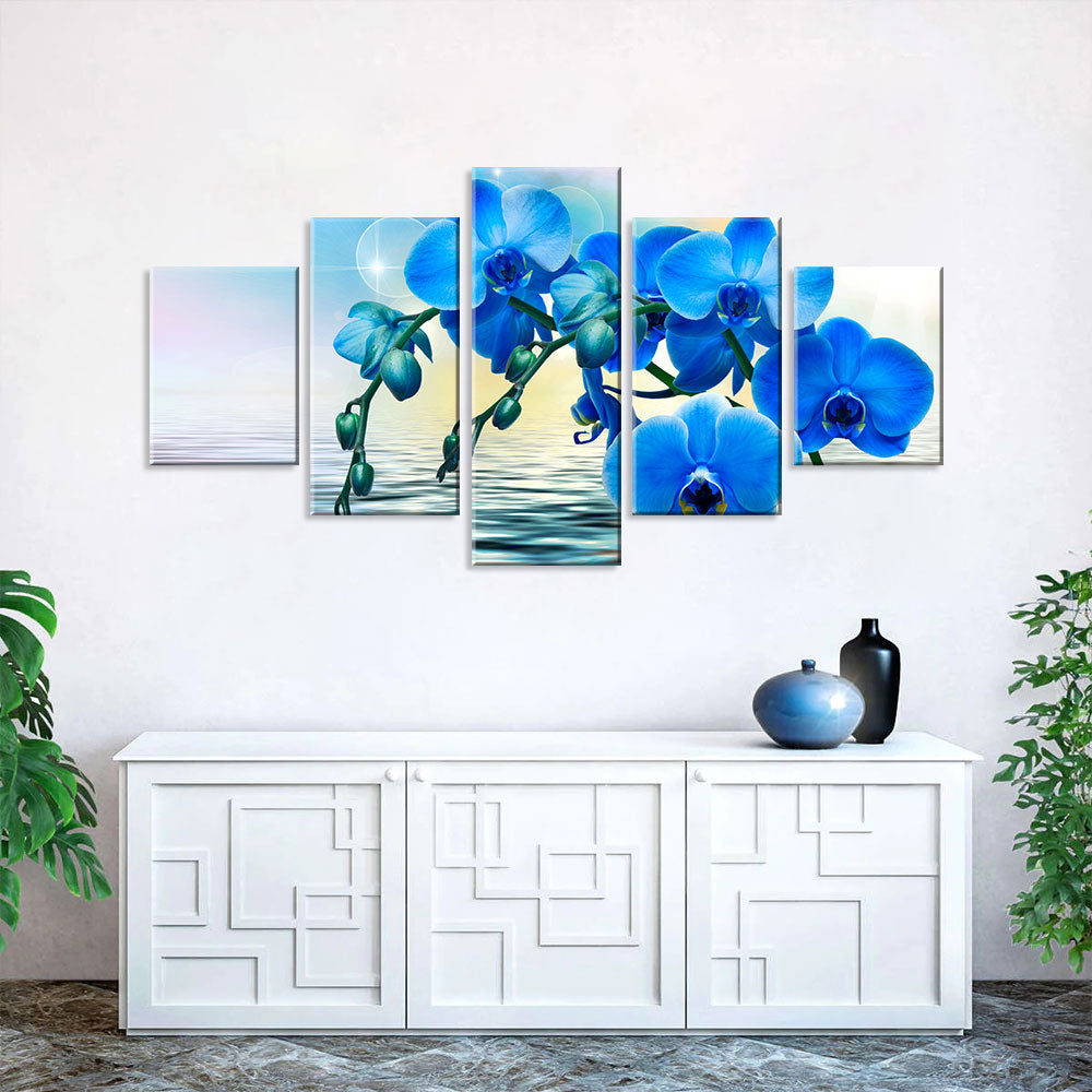 Blue Orchid Flower Canvas Wall Art