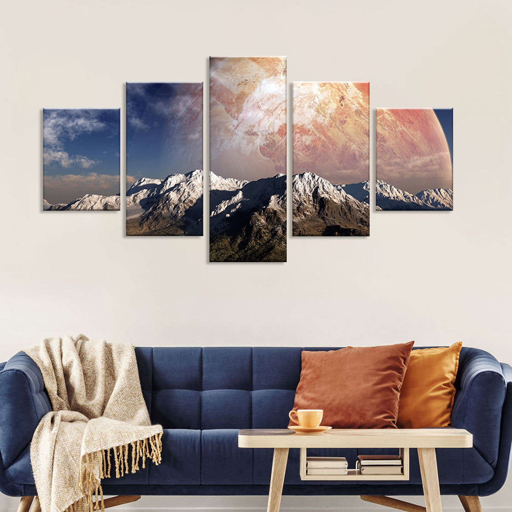 Full Moon Over The Mountains Canvas Wall Art