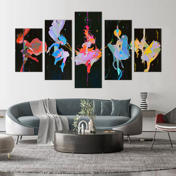 Abstract Cosmic Fantasy Figures Canvas Wall Art - 5-Piece Set