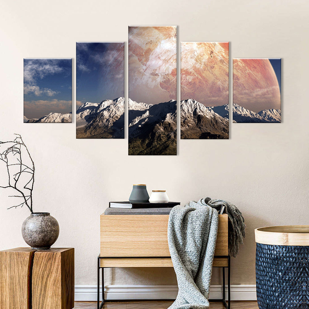 Full Moon Over The Mountains Canvas Wall Art