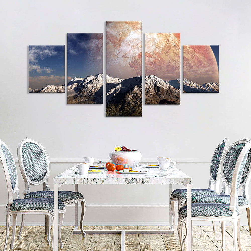 Full Moon Over The Mountains Canvas Wall Art