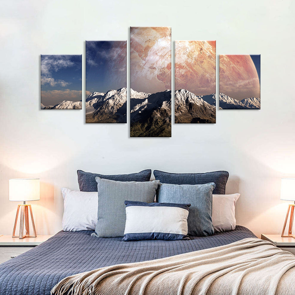 Full Moon Over The Mountains Canvas Wall Art