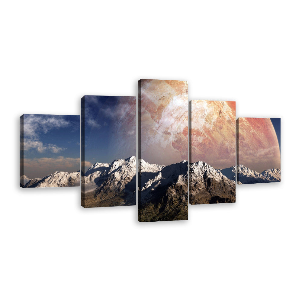 Full Moon Over The Mountains Canvas Wall Art