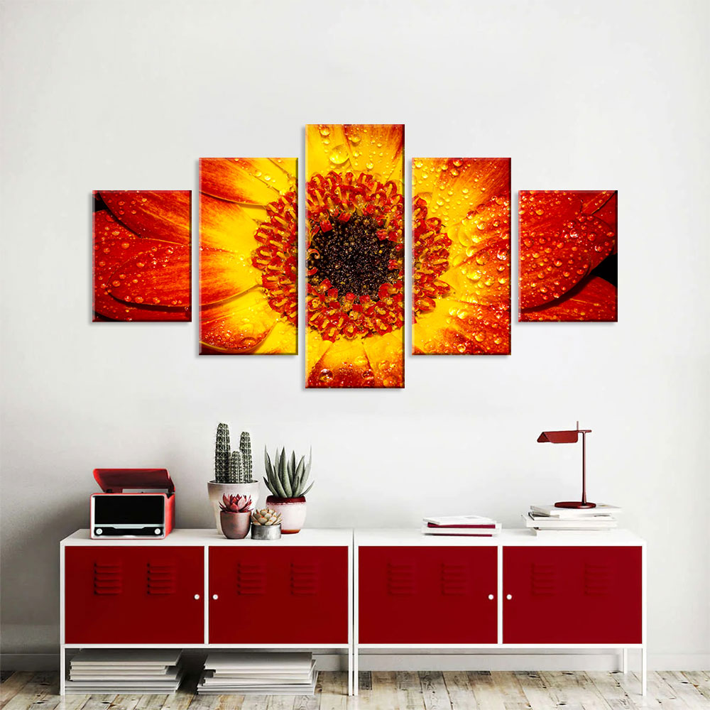 Orange Sunflower Bloom Canvas Wall Art
