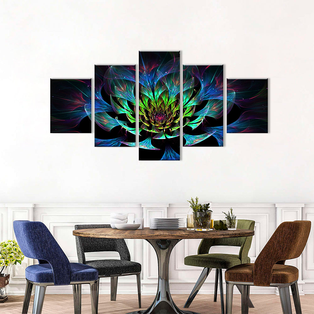 Abstract Blooming Colorful Lotus Canvas Wall Art