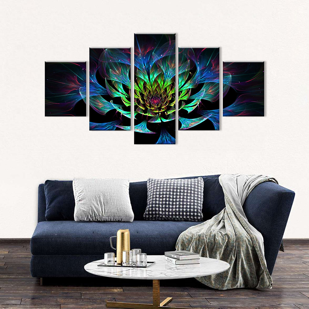 Abstract Blooming Colorful Lotus Canvas Wall Art