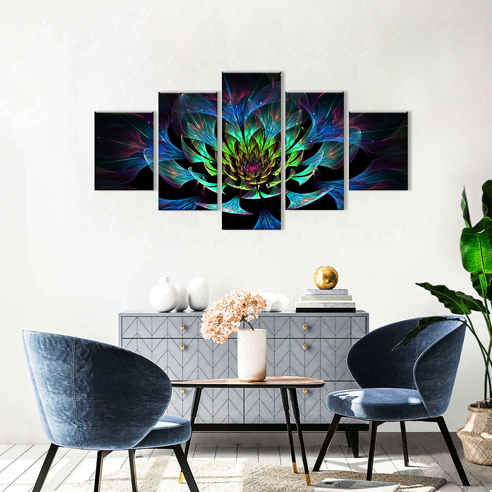 Abstract Blooming Colorful Lotus Canvas Wall Art