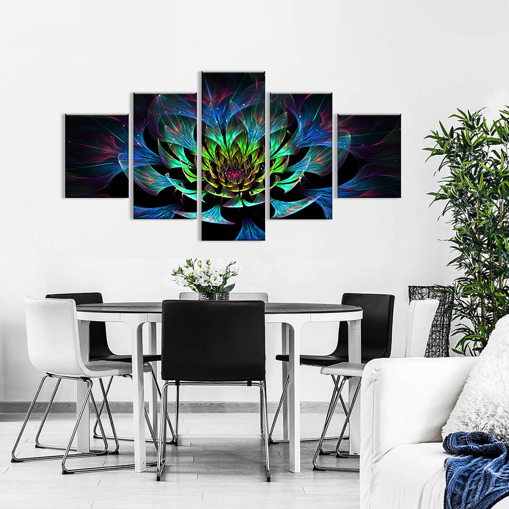 Abstract Blooming Colorful Lotus Canvas Wall Art