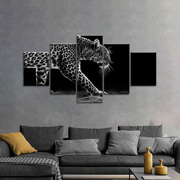 Black & White Walking Leopard Canvas Wall Art