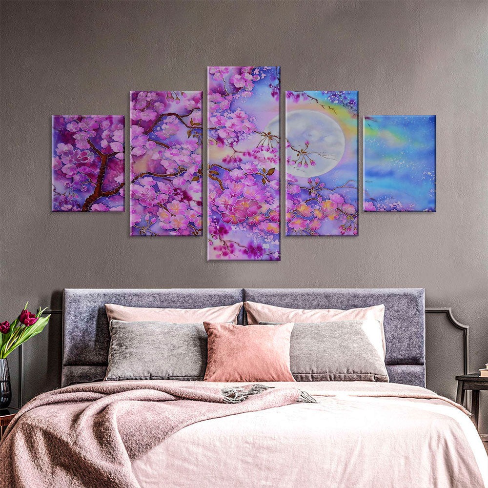 Cherry Blossom in Moon Canvas Wall Art
