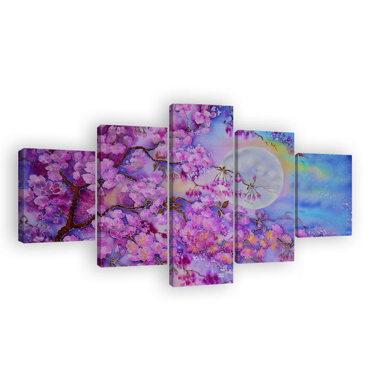 Cherry Blossom in Moon Canvas Wall Art