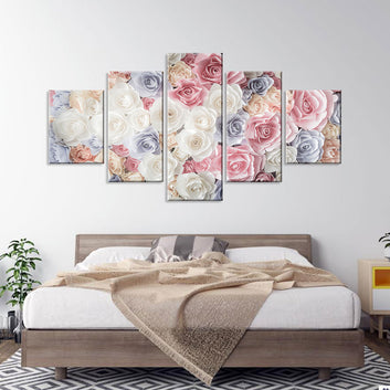 Elegant Rose Paper Flowers Canvas Wall Art