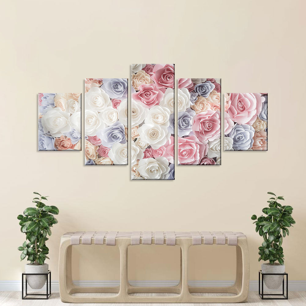 Elegant Rose Paper Flowers Canvas Wall Art
