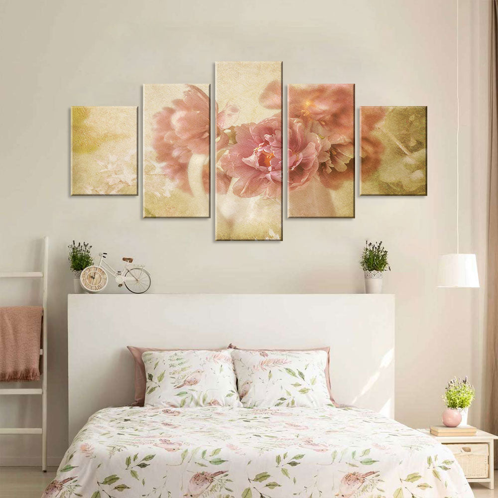 Vintage Pink Roses Canvas Wall Art