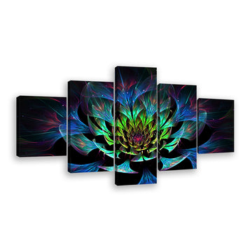 Abstract Blooming Colorful Lotus Canvas Wall Art