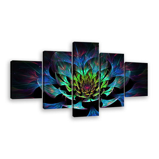 Abstract Blooming Colorful Lotus Canvas Wall Art