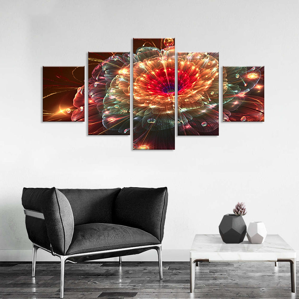 Abstract Colorful Fractal Flower Canvas Wall Art